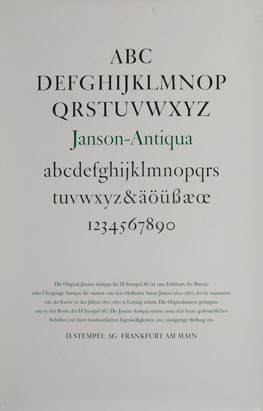 D Stempel Ag Typeface Poster Br Janson David Pollack Vintage Posters