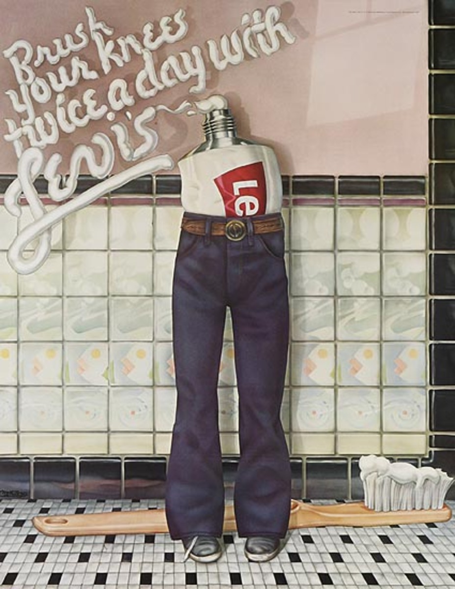 Brush Your Knees Twice a Day With Levi's Pants Original Advertising Poster 