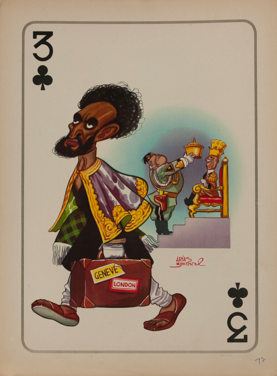 3 CLubs WWII Satire Playing Card -Haile Selassie 