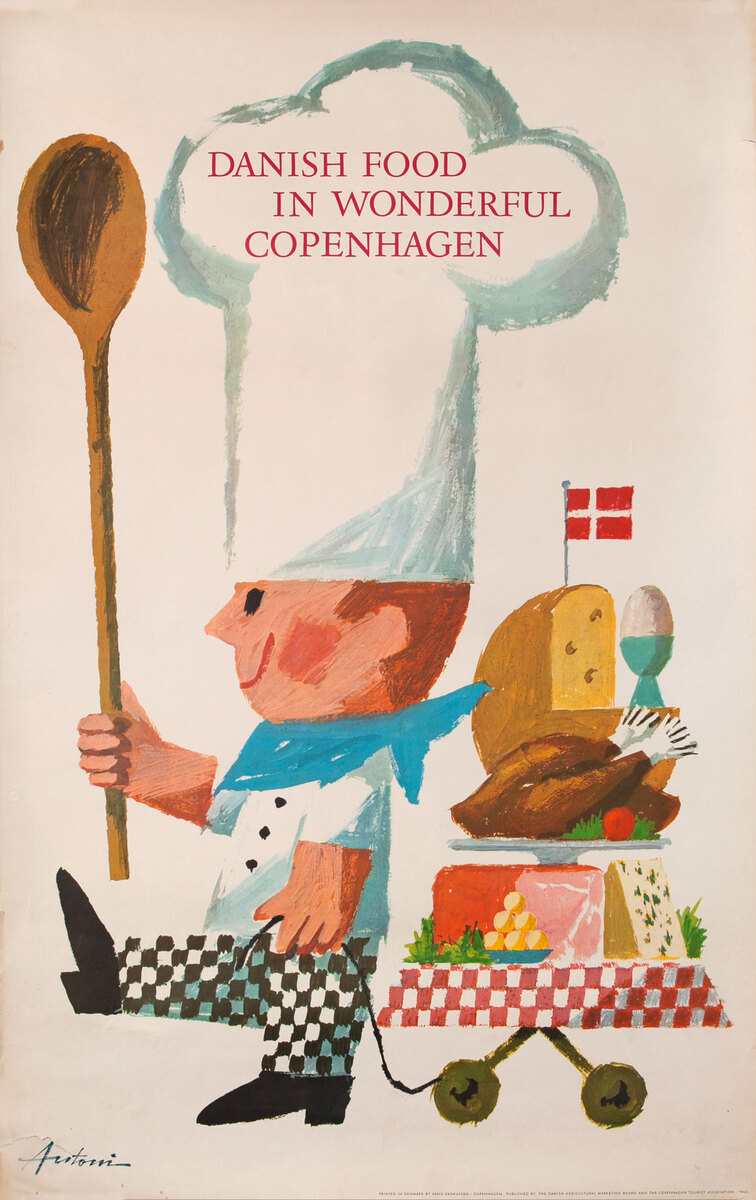 Danish Food in Wonderful Copenhagen Danish Travel Poster