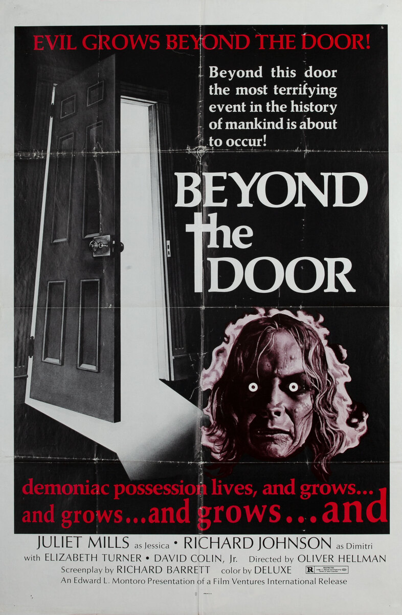 BEYOND THE DOOR 1sh Movie Poster-  demonic possession lives, the most terrifying event of mankind!