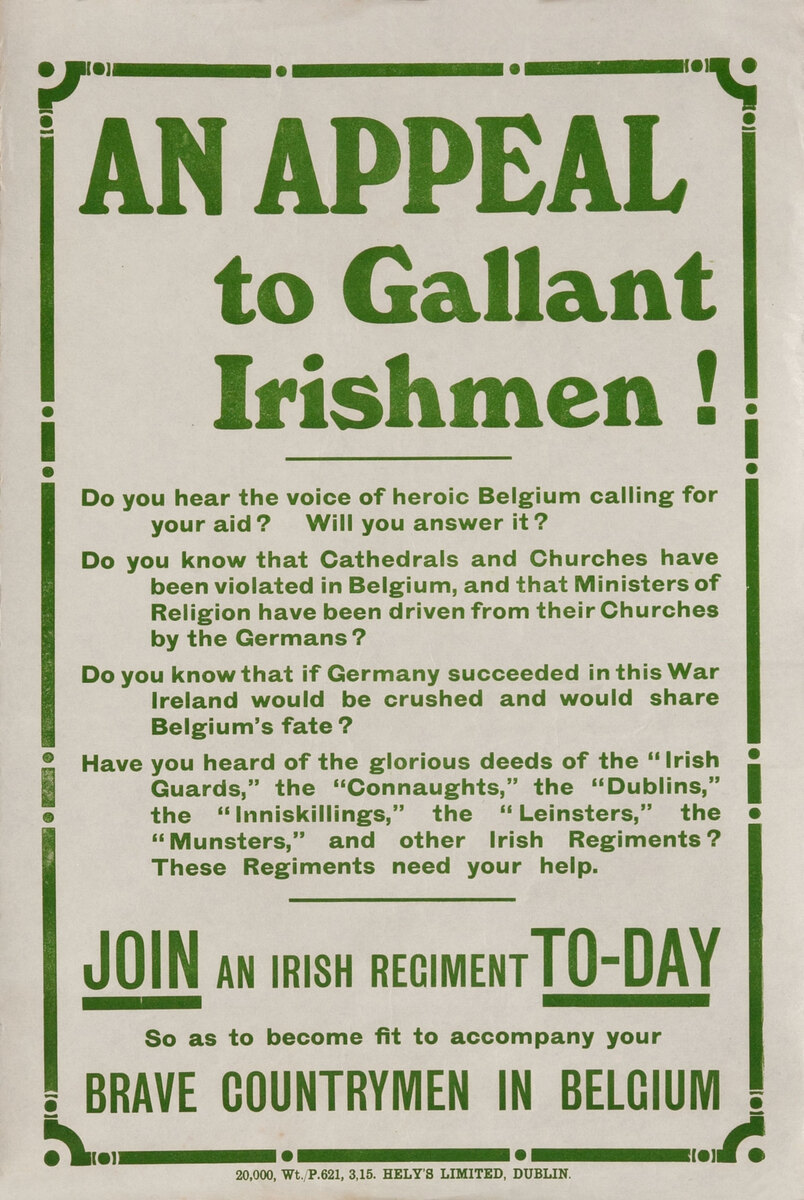 An Appeal to Gallant Irishmen WWI Poster