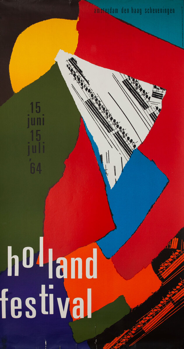 Holland Festival 1964 Travel Poster Amsterdam Den Haag Scheveningen