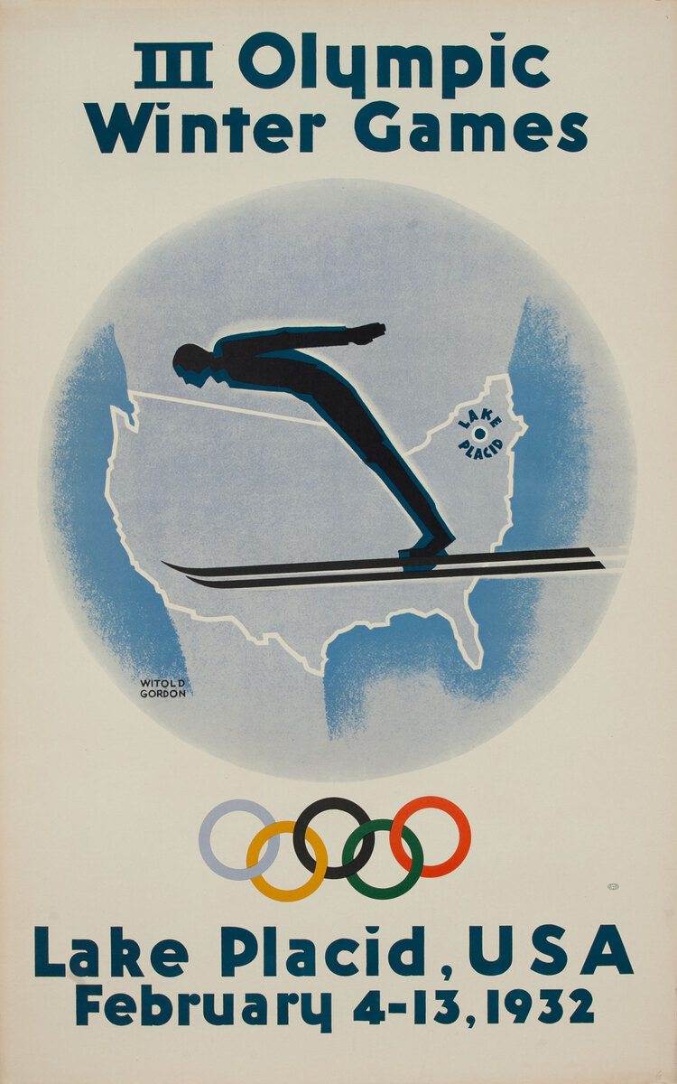 1932 Lake Placid Olympics Ski Jump Poster 