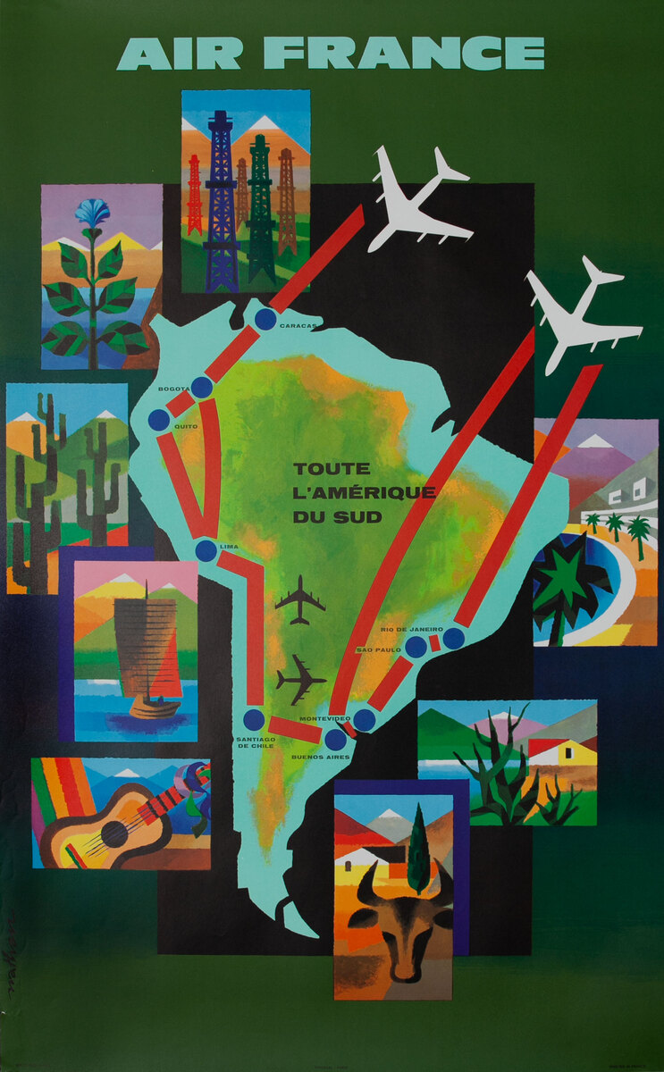 Air France South America Tout l’Amérique Du Sud Travel Poster