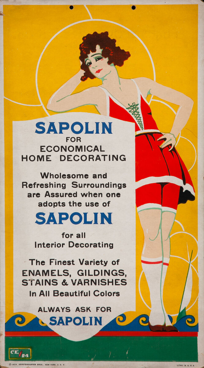 Sapolin Paint Advertising Poster For Economical Home Decorating - Bathing Beauty