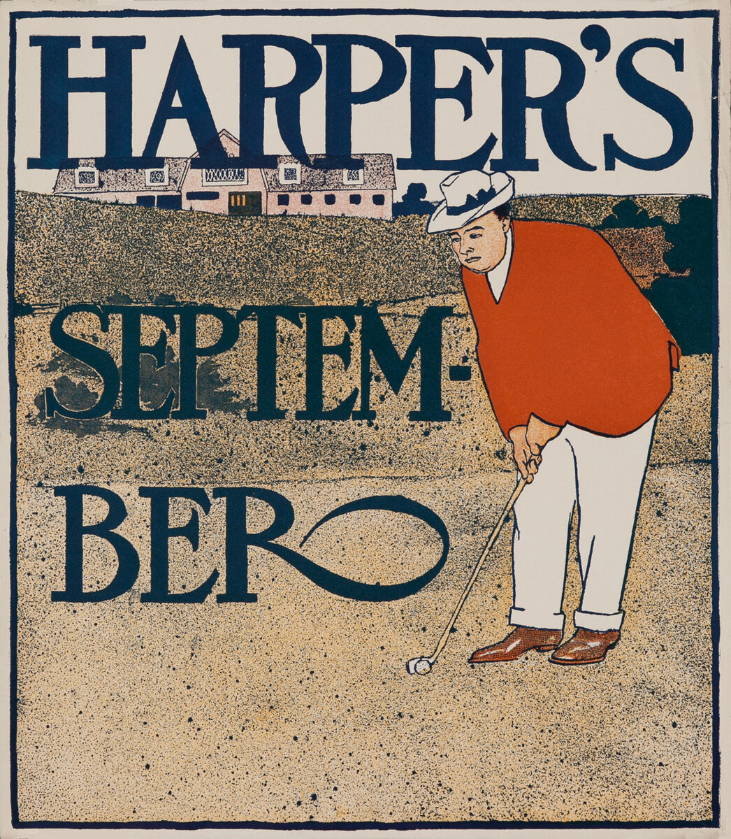 Harper's Magazine September - Golf Original American Literary Poster 