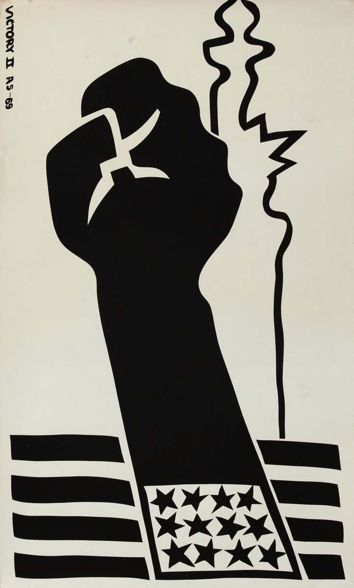 Swedish anti-American Vietnam War Protest Poster - Raised Fist and Statue of Liberty