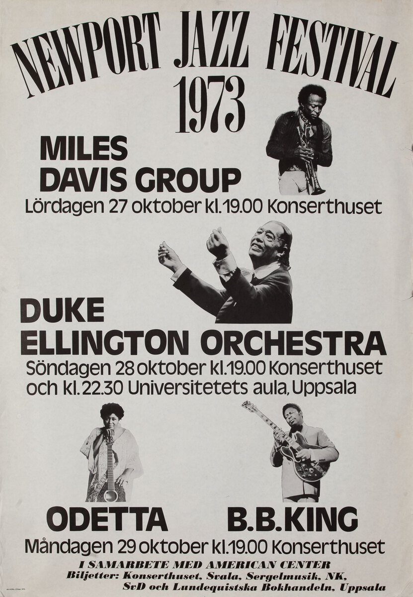 Newport Jazz Festival, Stockholm, Sweden 1973 Concert Poster