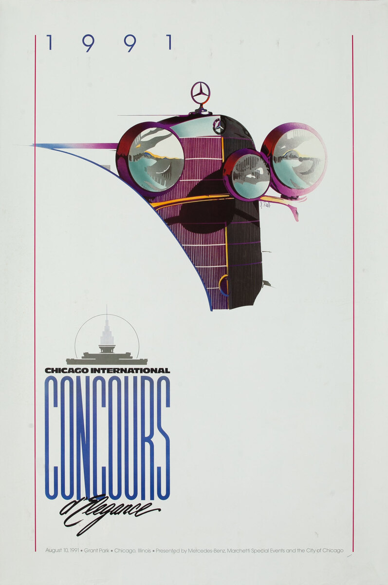 1991 Chicago Concours Elegance Car Show Vintage Poster