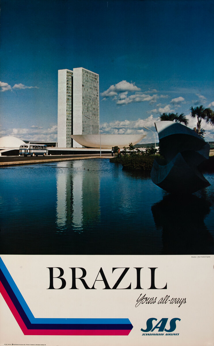 SAS Scandinavian Airline Original Travel Poster - Brazil Yours All-Ways 