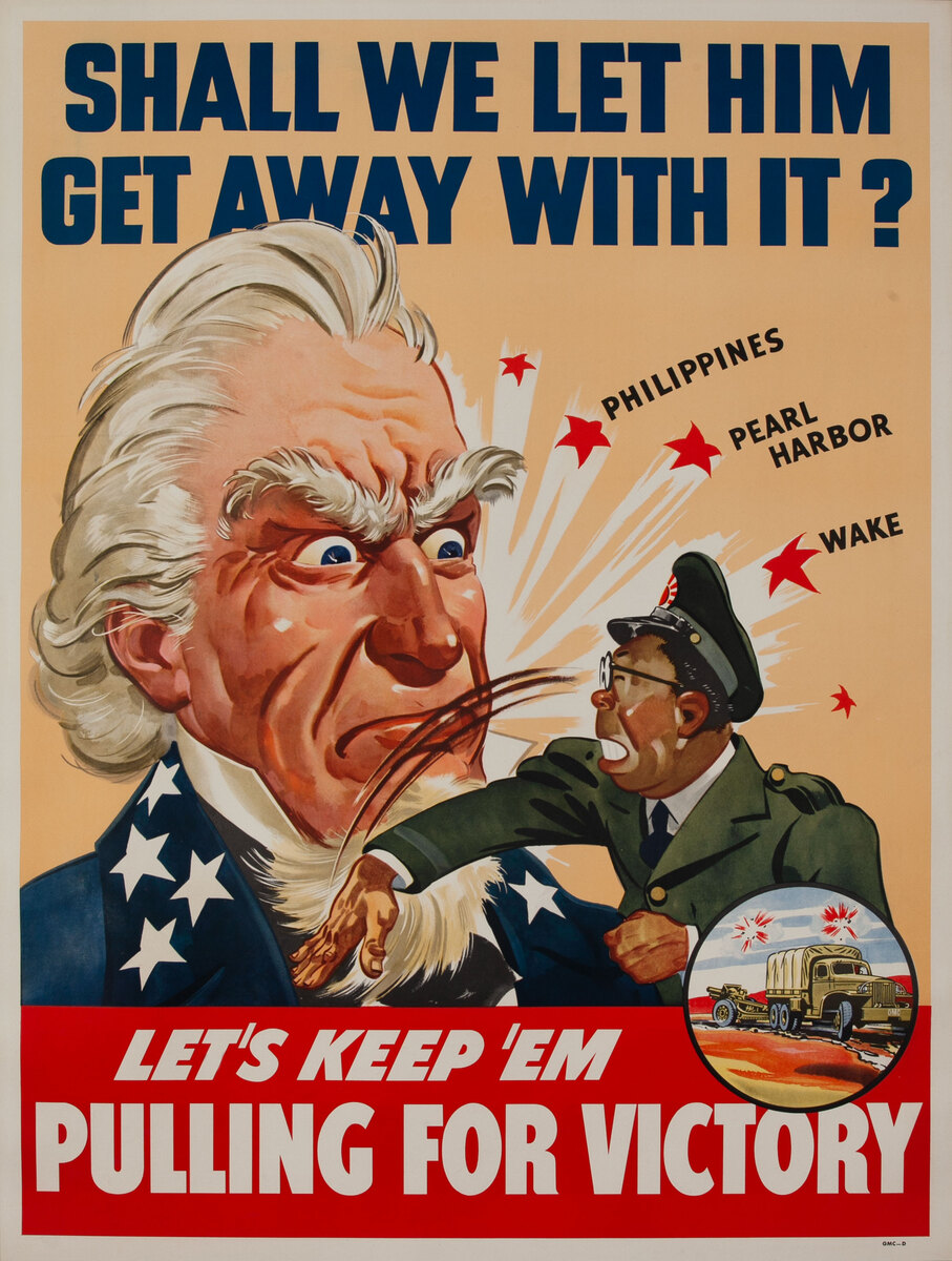 Shall We Let Him Get Away With It? Let's Keep 'Em Pulling For Victory Original WWII Poster