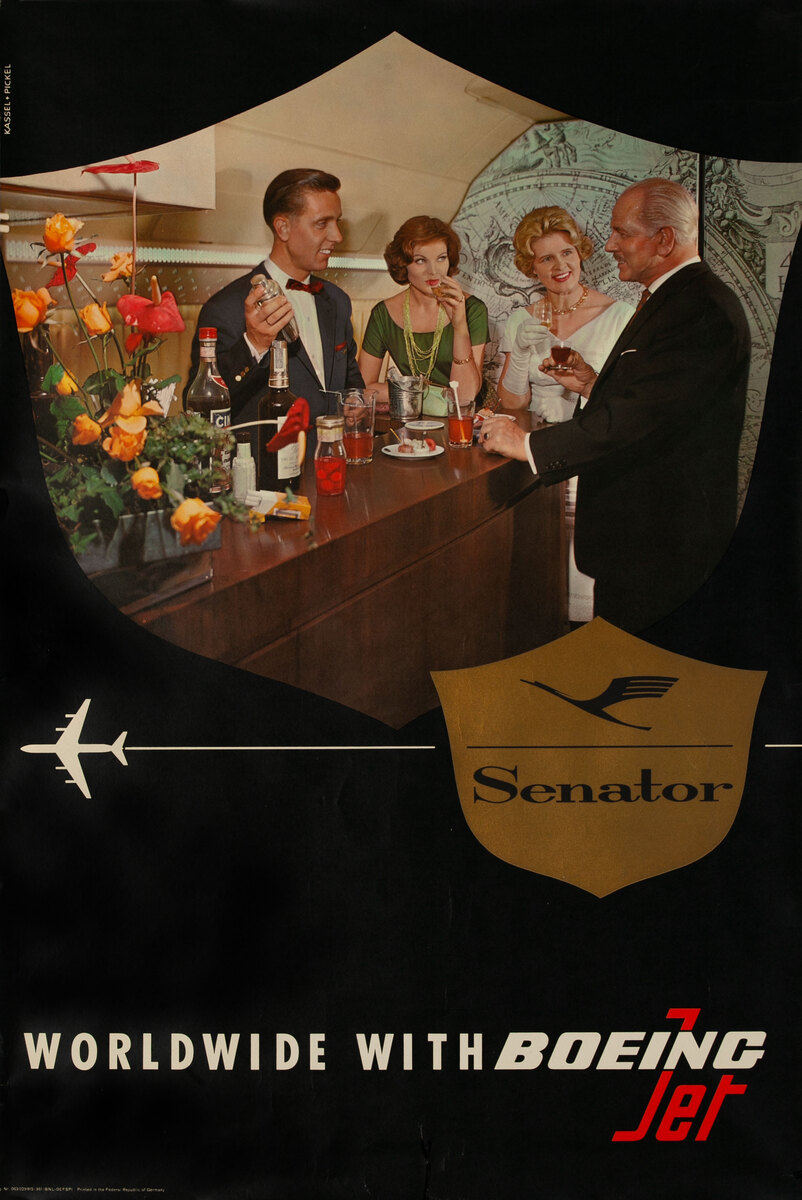 Lufthansa Worldwide With Boeing Jet Senator Original Advertising Poster