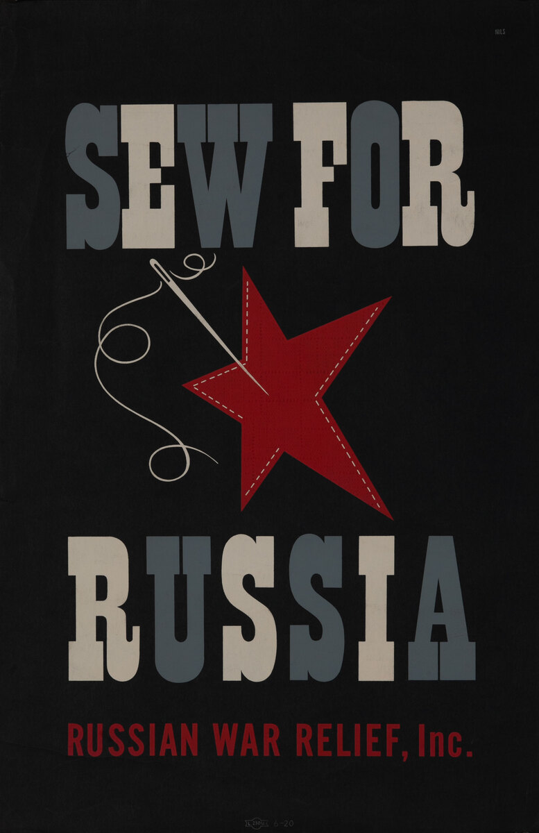 Sew For Russia Russian War Relief, Inc. Original WWII Homefront Poster