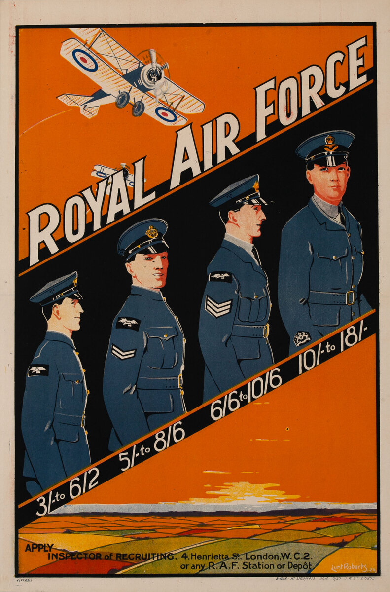 Royal Air Force Post WWI British RAF Recruiting Poster