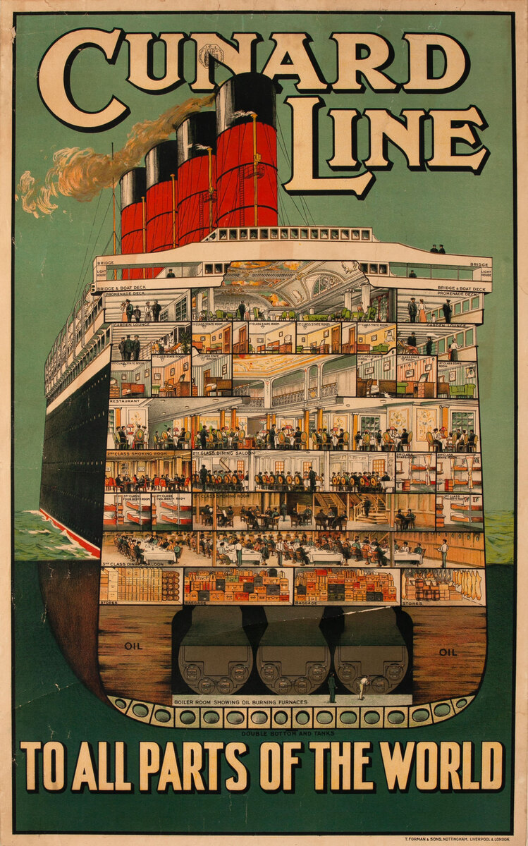 Cunard Lines To All Parts of the World Original Travel Poster