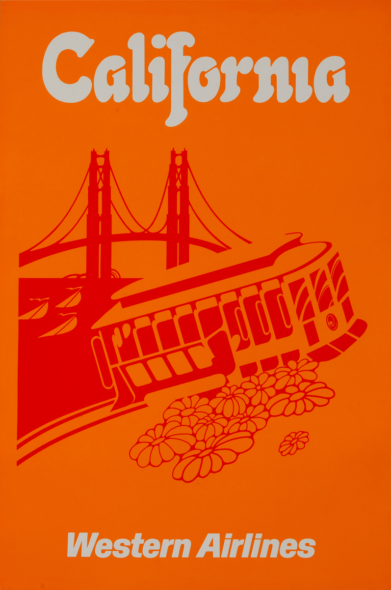 California Western Airlines Original Travel Poster Trolley