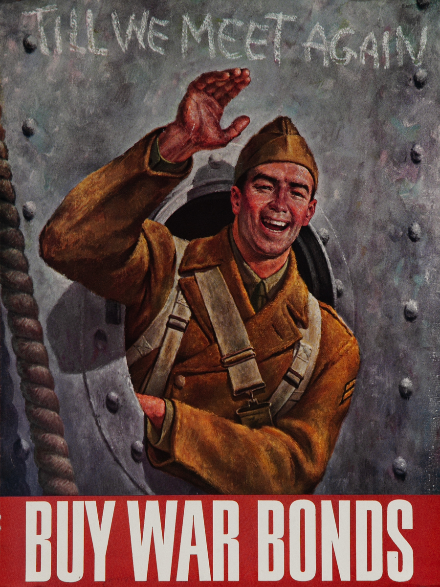 Till We Meet Again Buy War Bonds Original WWII Bond Poster