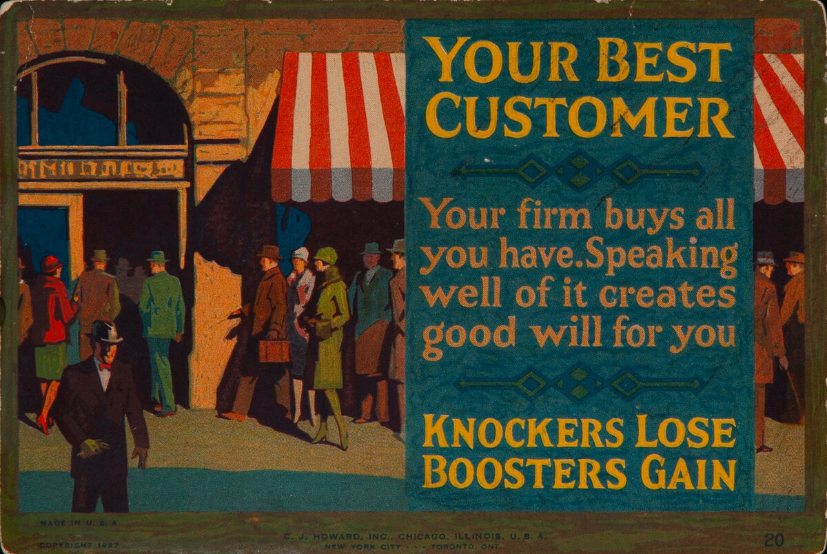 C J Howard Work Incentive Card #20 - Your Best Customer Knockers Lose Boosters Gain