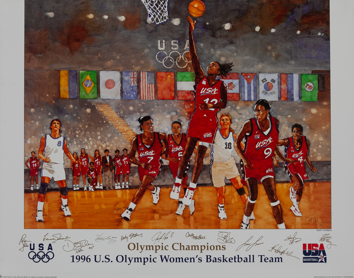 Dream Team Womens Basketball Signed Original 1996 Atlanta Olympics Poster
