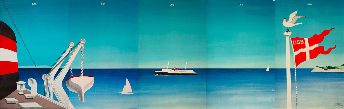 DSB (Danske Statsbaner) Horizon Line Original Five Panel Travel Poster