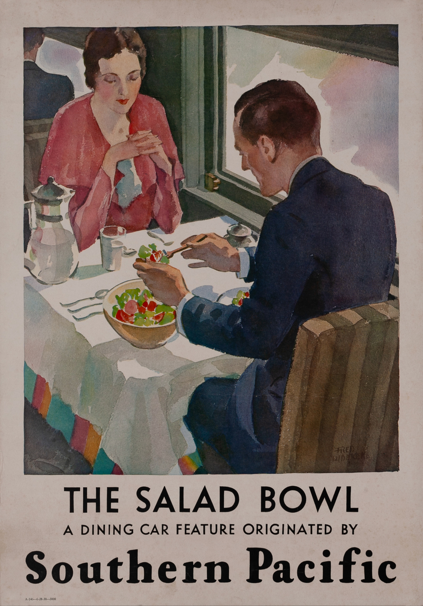 The Salad Bowl A Dining Car Feature Originated by Southern Pacific Original Railway Poster