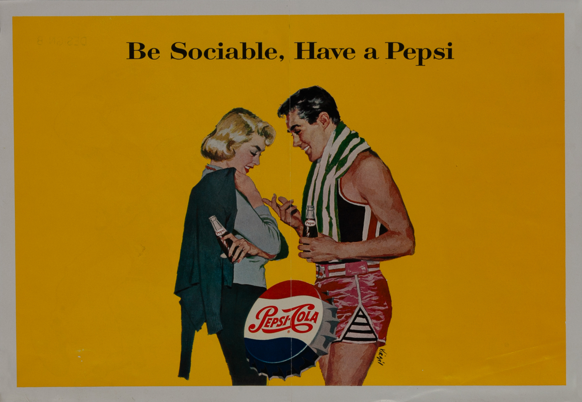Be Sociable, Have a Pepsi Original Advertising Print Towel Couple