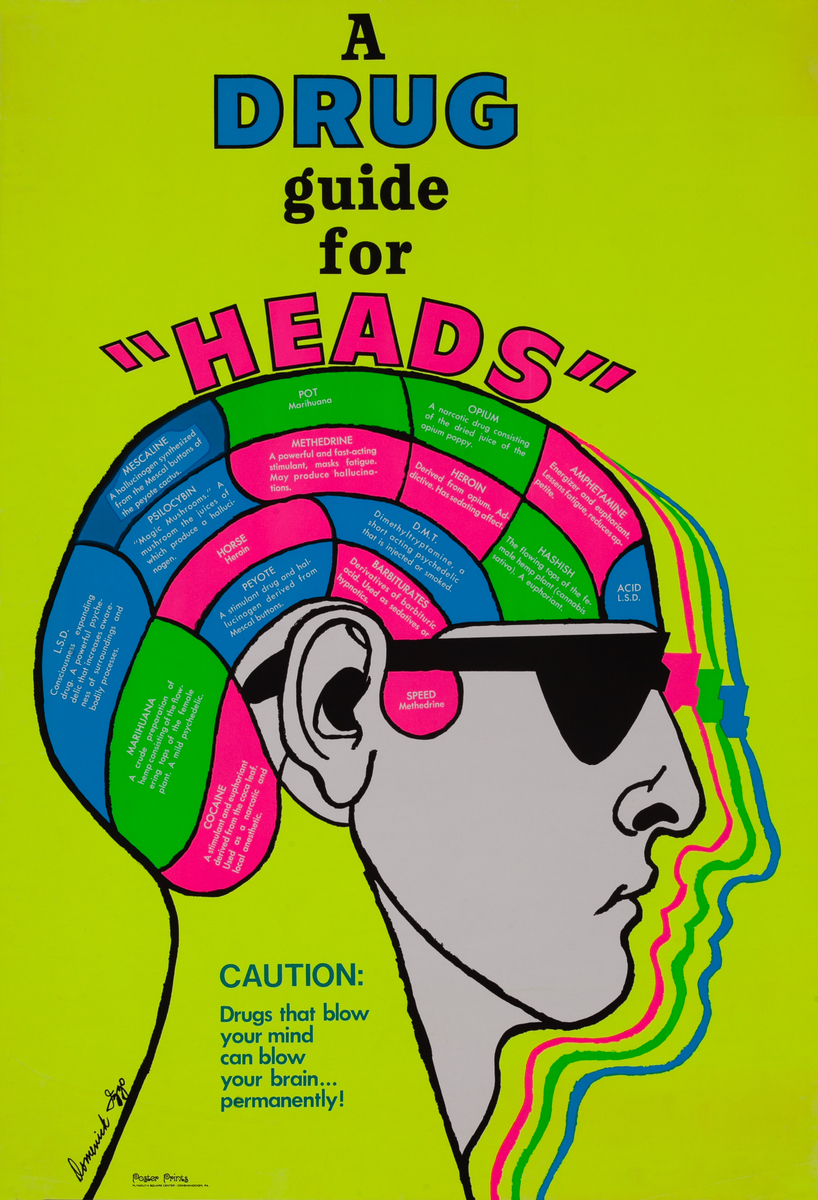 A Drug Guide for 'Heads' Original Anti-Drug Abuse Poster