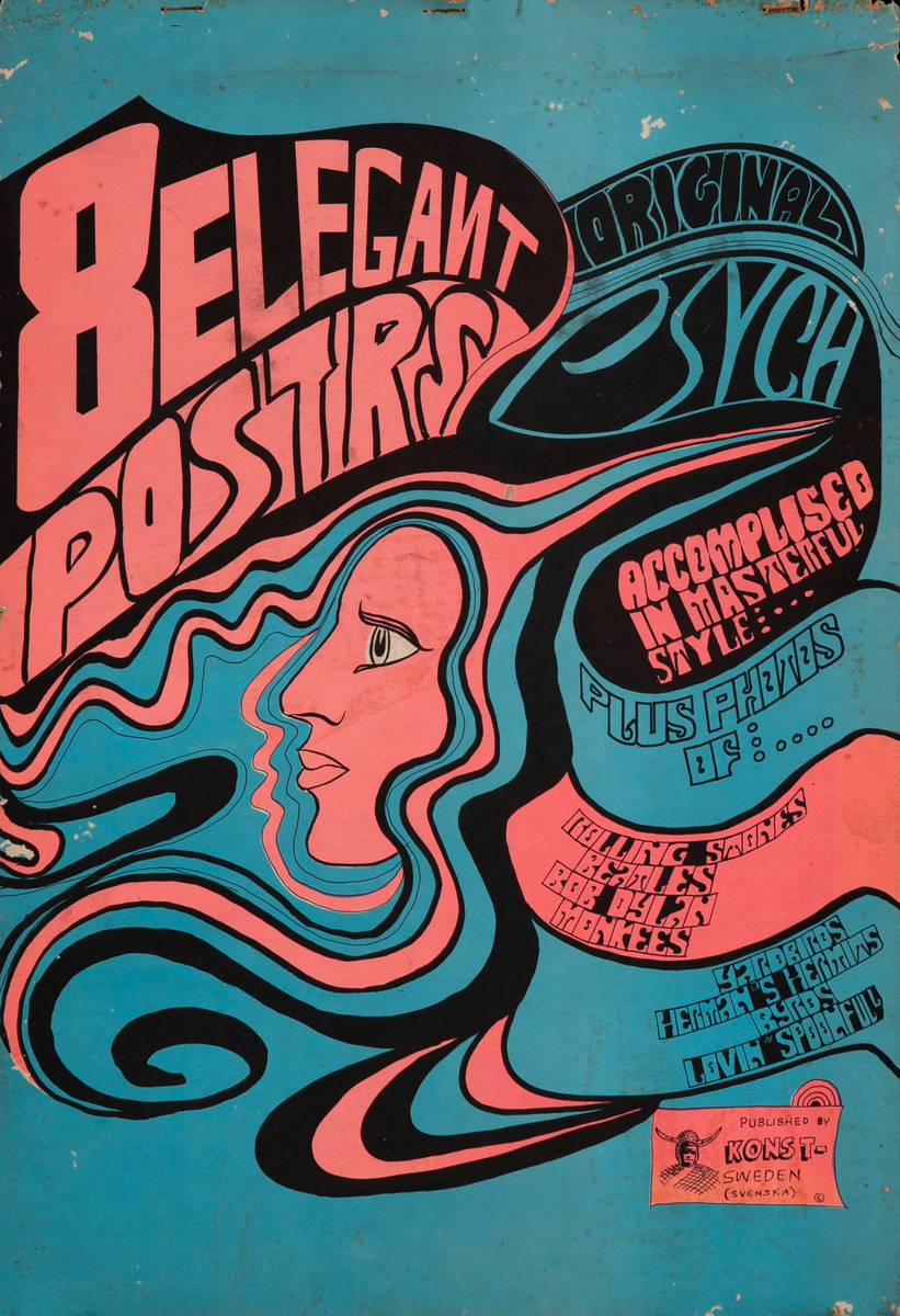 8 Elegant Posters Original Psychedelic Era Poster