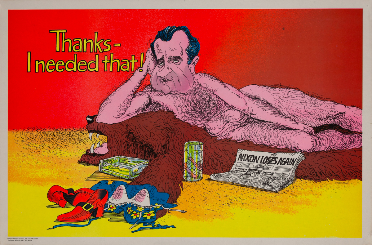 Thanks - I Needed That!  Richard Nixon Nude Original Psychedelic Era Black Light Poster
