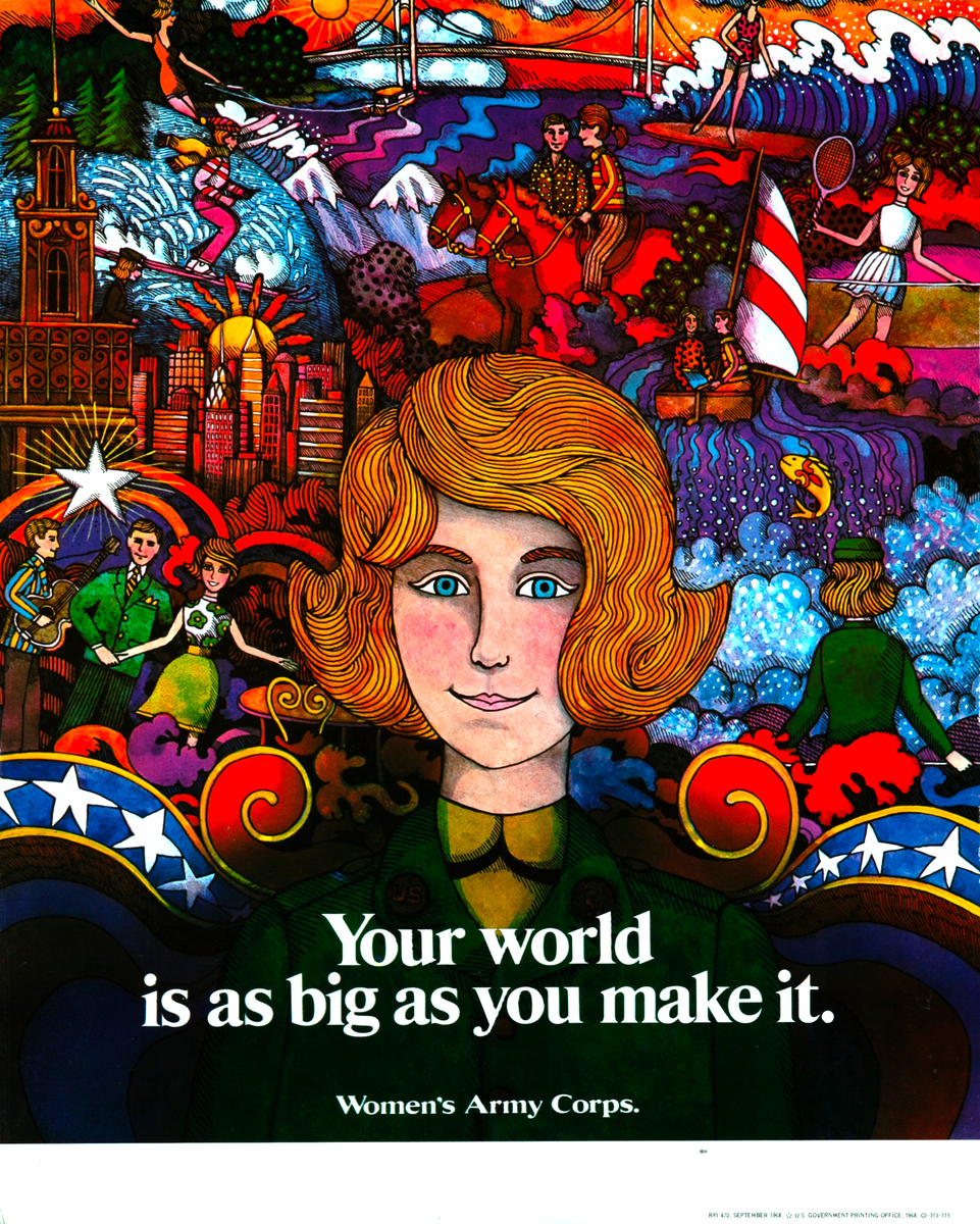 Your World Is As Big As You Make It Original Vietnam War Women's Army Corp Recruiting Poster