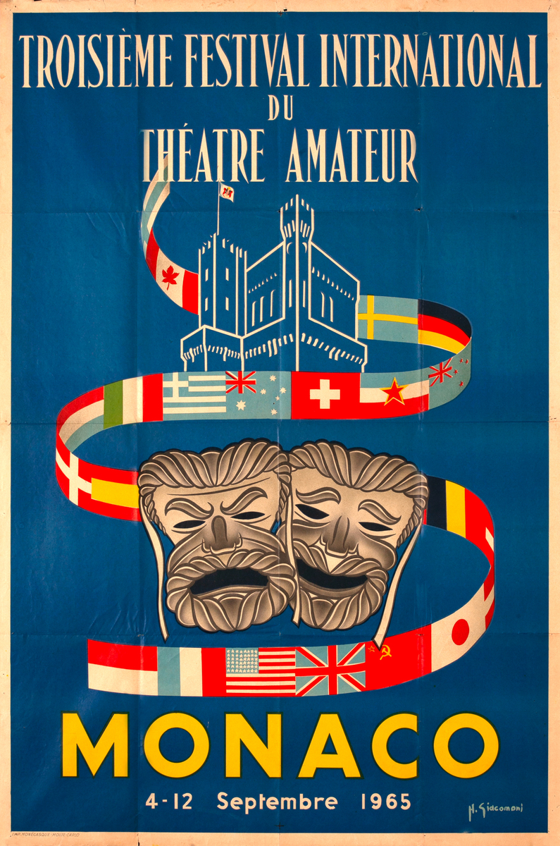 Troisieme Festival International du Theatre Amateur Original Monaco Theatre Poster