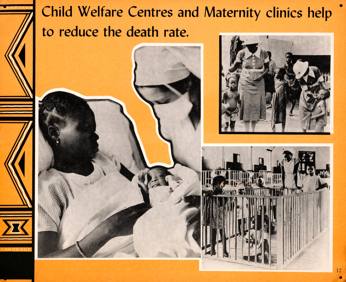 Child Welfare Centers and Maternity Clinics Help to Reduce the Death Rate -  British Education Poster 