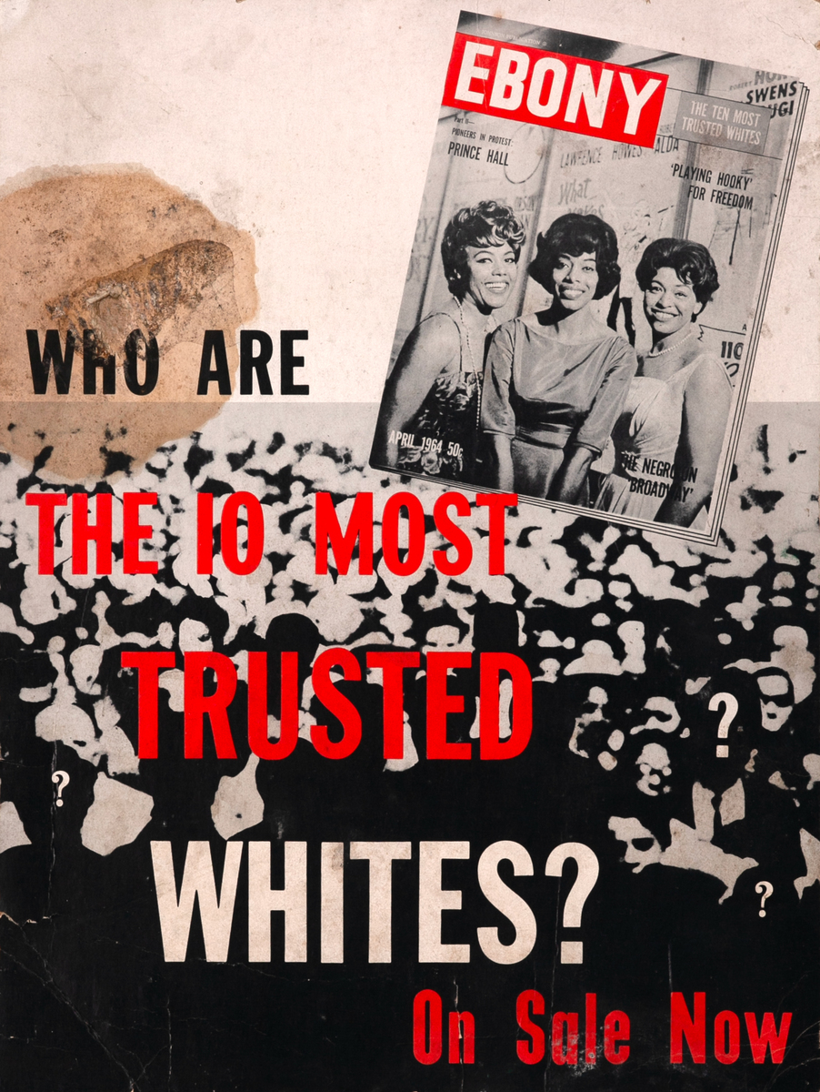 Who Are the 10 Mosts Trusted Whites? Original Ebony Magazine Newsstand Advertising Poster