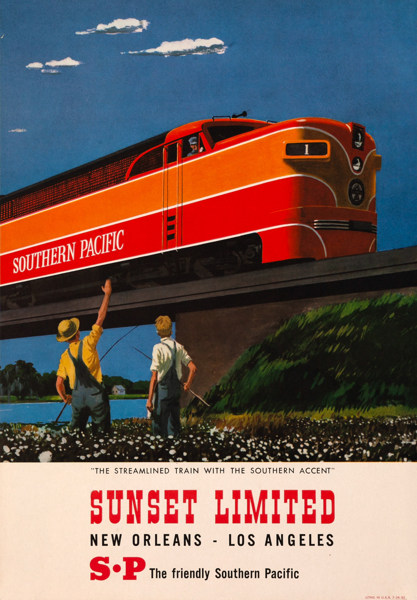 Sunset Limited New Orleans - Los Angeles Original Southern Pacific Lines Poster