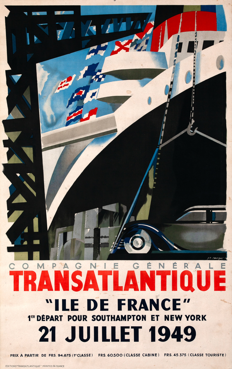 Compagnie Generale Transatlantique Ile De France Original Travel Poster