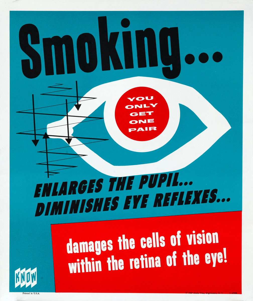 Smoking Enlarges the Pupil -American Anti-Smoking Health Poster- KNOW