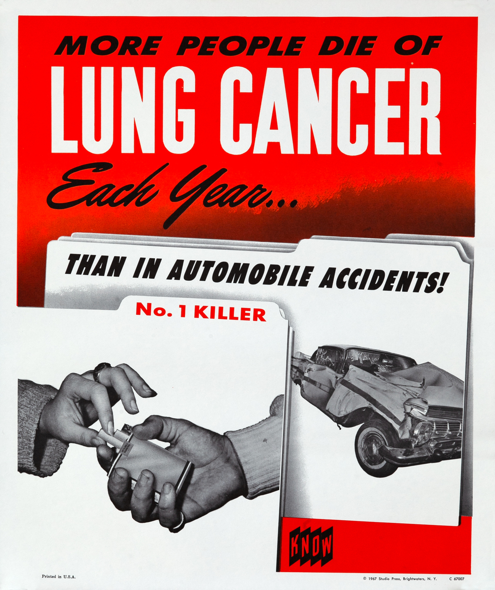 More People Die of Lung Cancer -American Anti-Smoking Health Poster