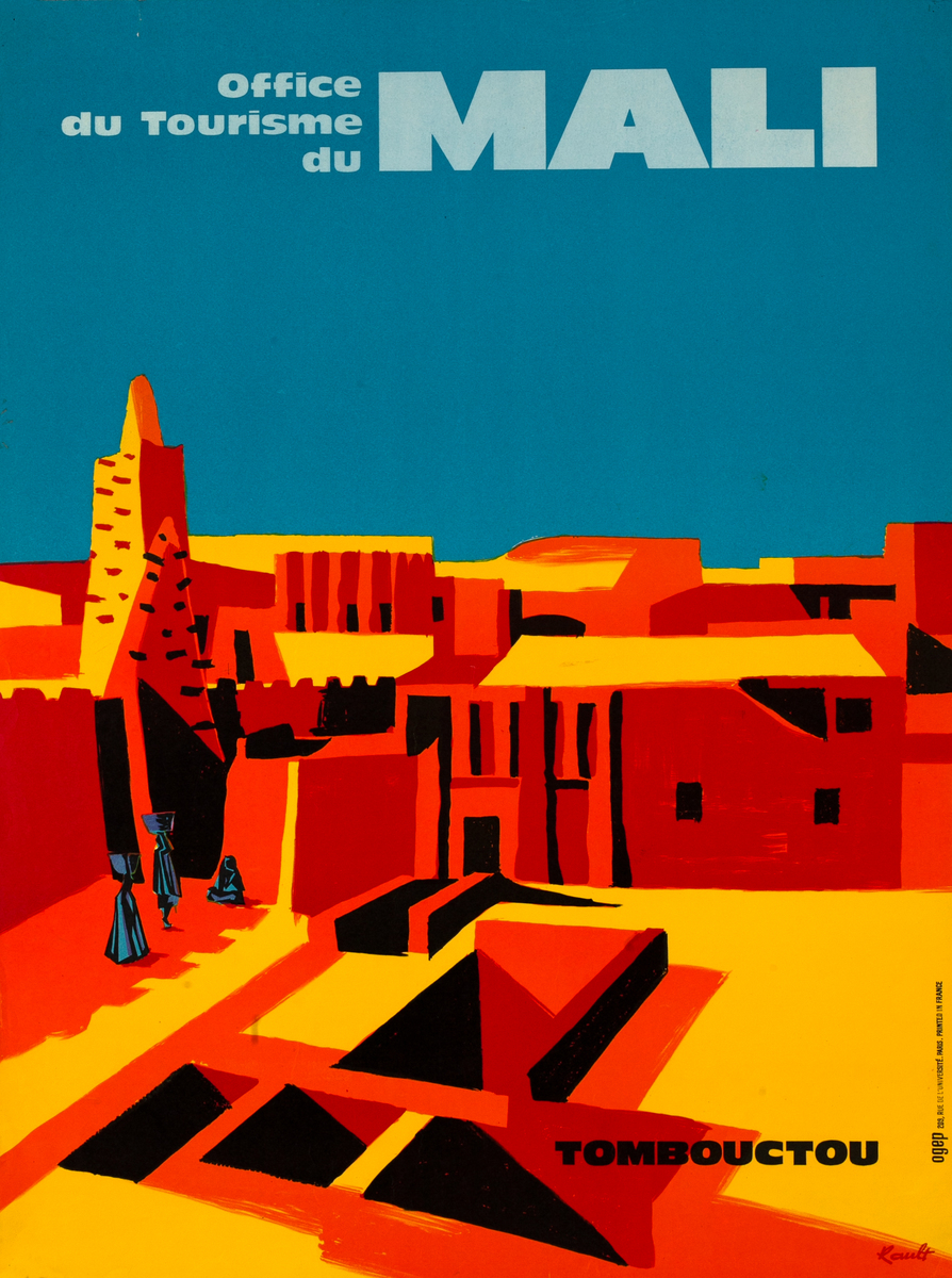 Office du Tourisme du Mali Original Africa Travel Poster Tombouctou