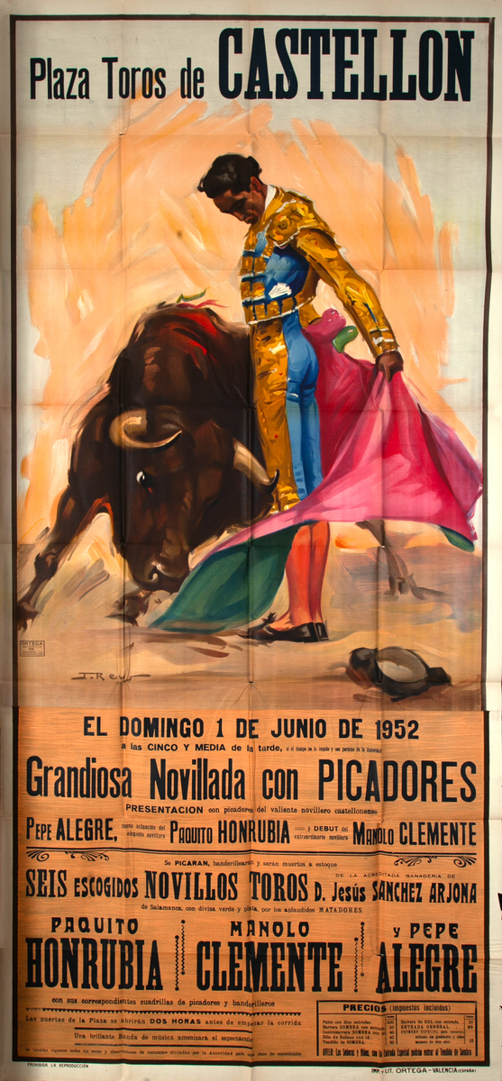 Plaza Toros de Castellon Huge Original Spanish Bullfight Poster