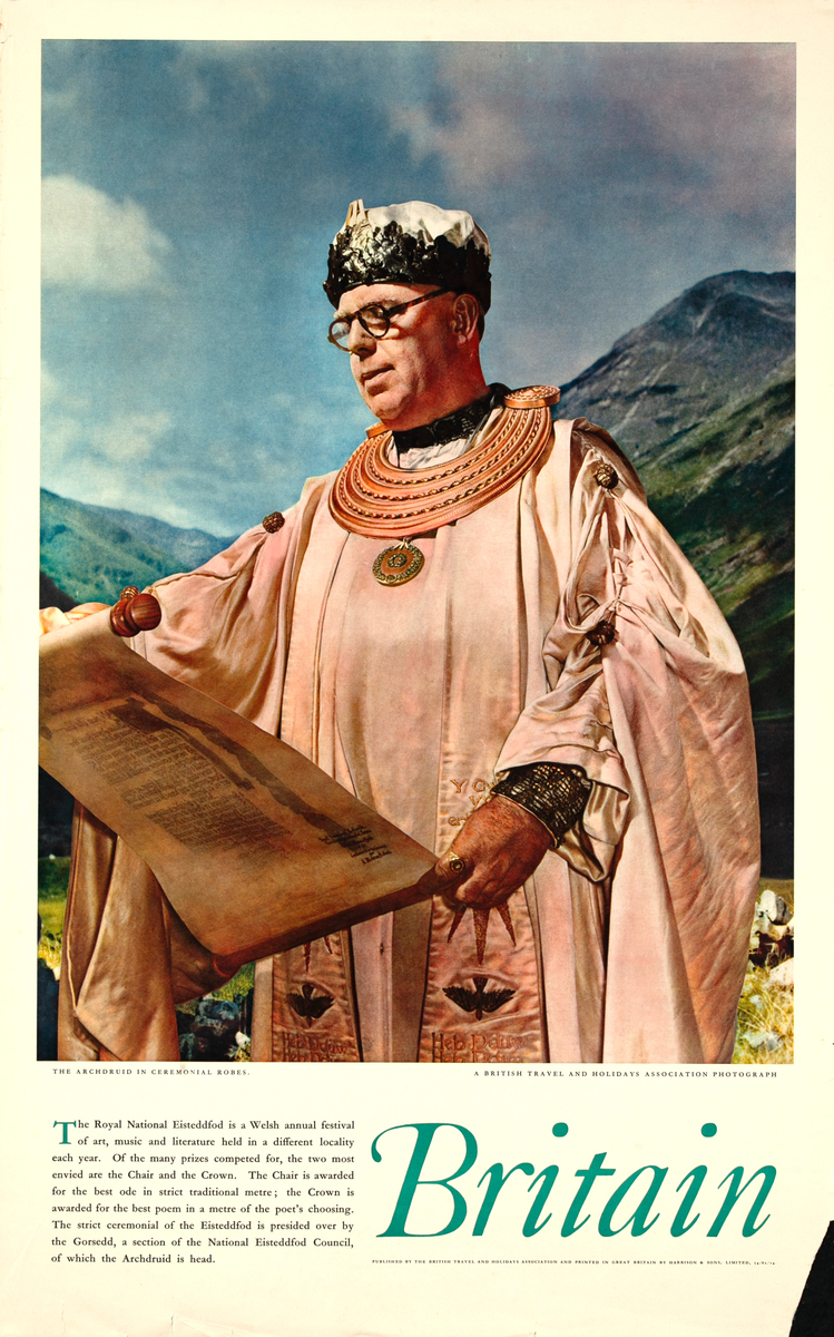 Britain the Archdruid in Ceremonial Robes Original Travel Poster