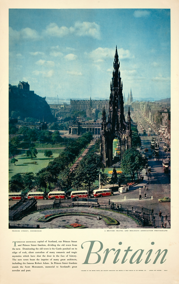 Princes Street Edinburgh Original Britain Travel Poster