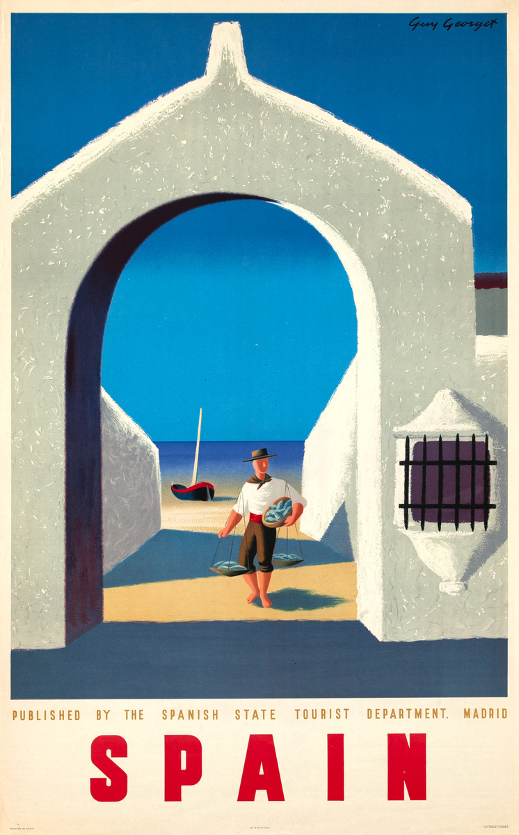 Spain Original Travel Poster Fisherman 