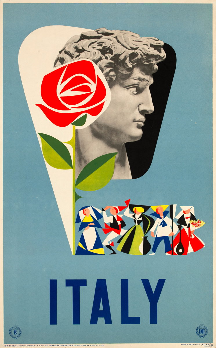 Italy ENIT Travel Poster - Rose Collage