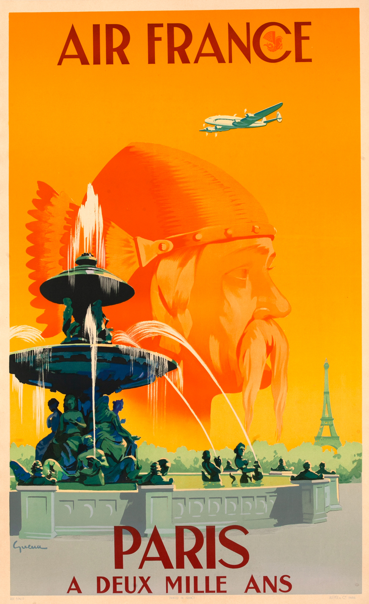 Air France Paris A Deux Mille Ans Original France Travel Poster