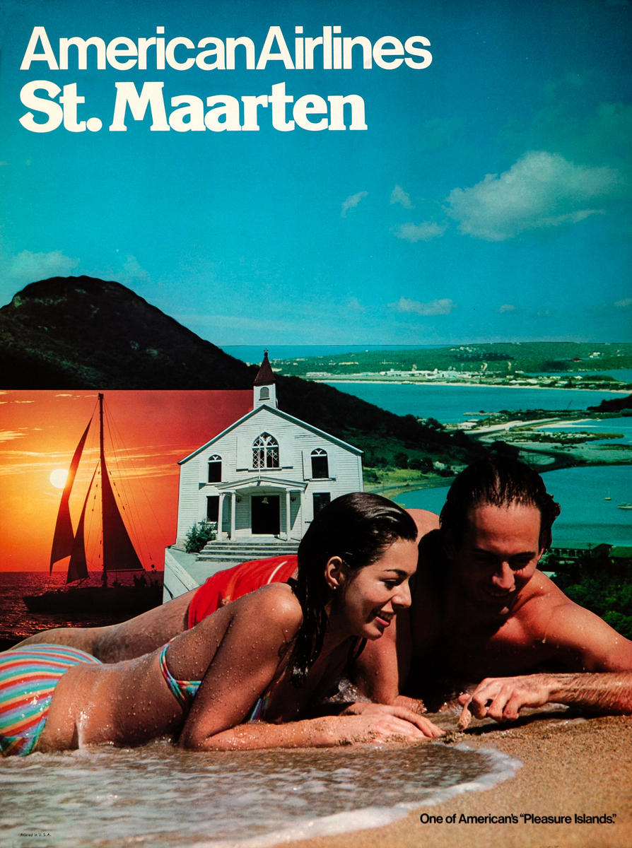 American Airlines St. Maarten Original Travel Poster