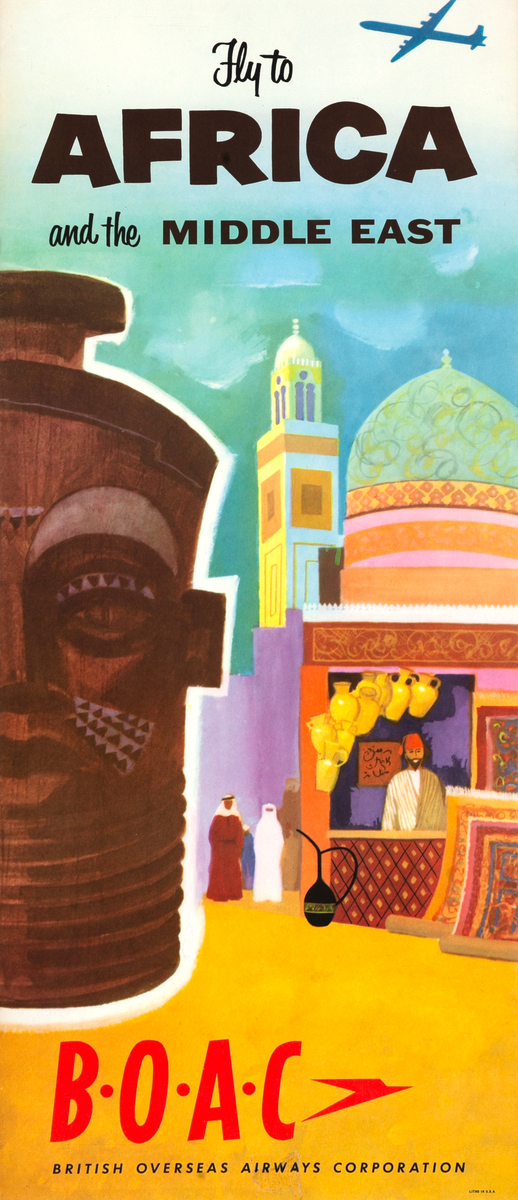 Fly to Africa and the Middle East Original BOAC Travel Poster