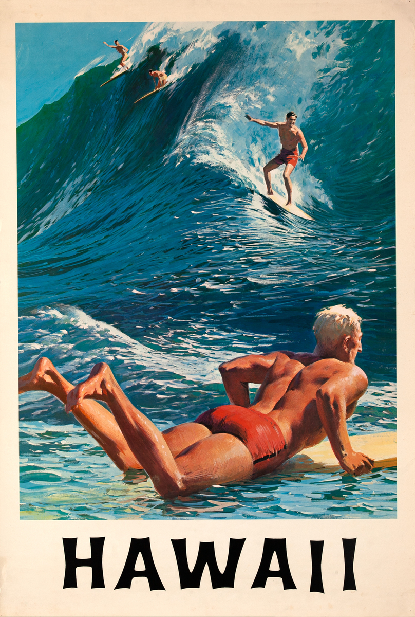 Hawaii Surfer Original Travel Poster