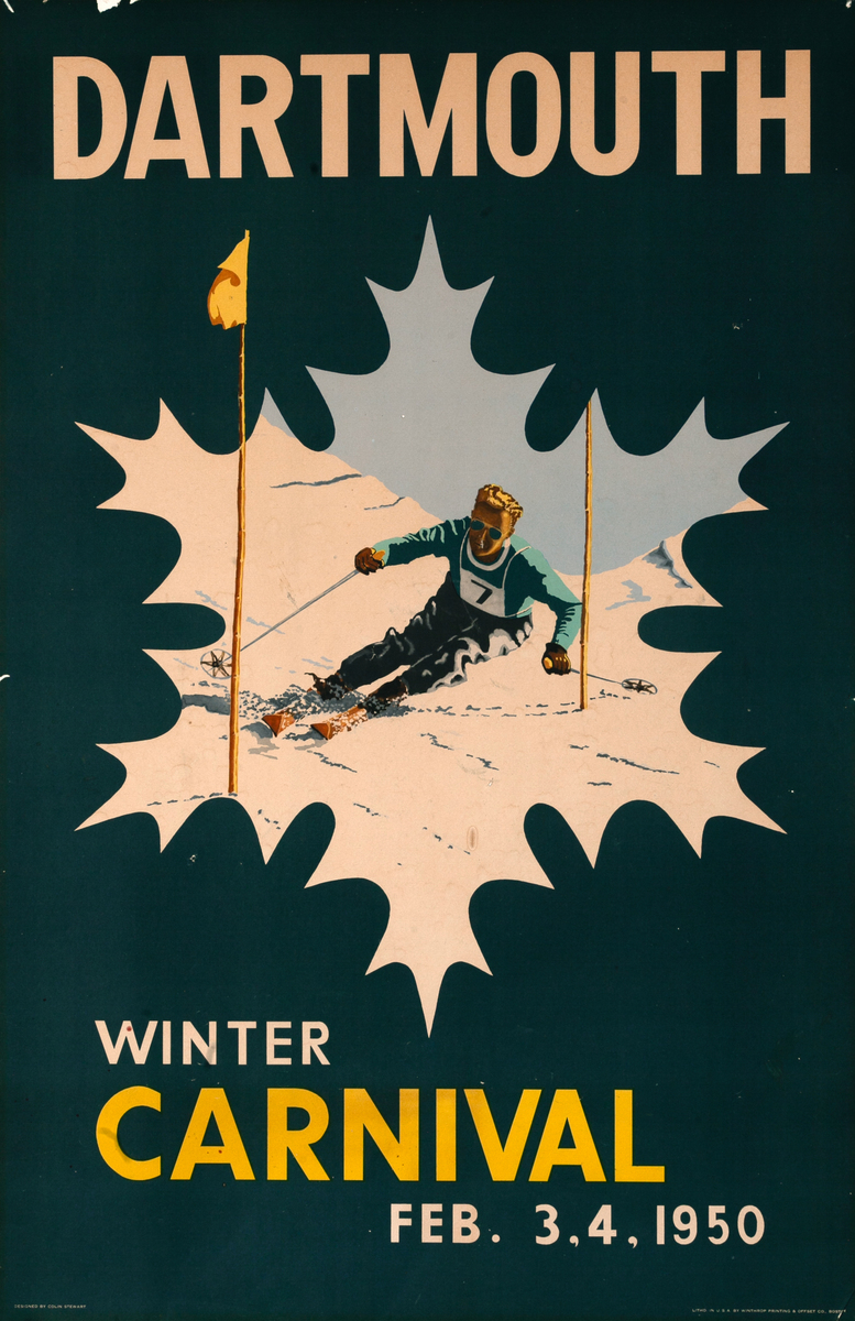 Dartmouth Winter Carnival Original American Ski Poster 1950