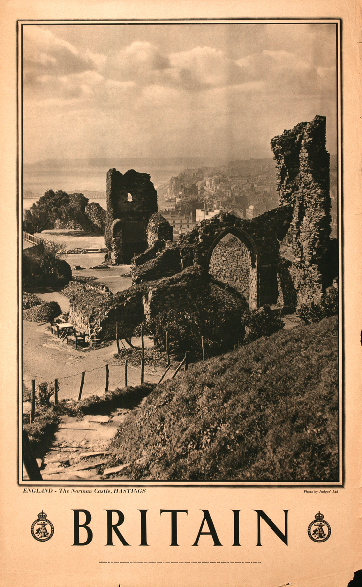 Britain England - The Norman Castle, Hastings Original Travel Poster